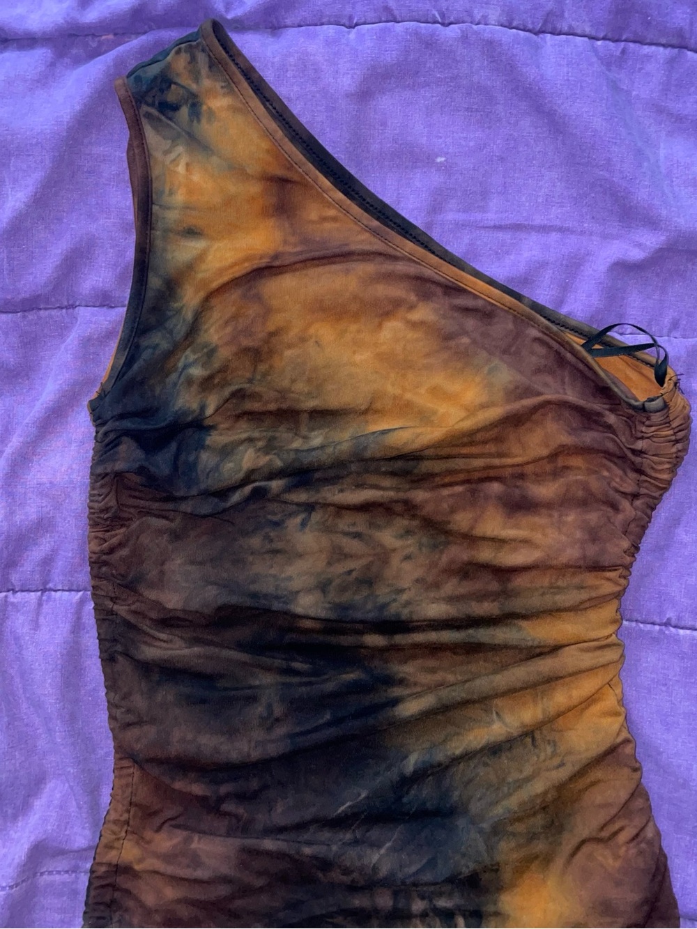 Tie-Dye One-Shoulder Ruffled Dress